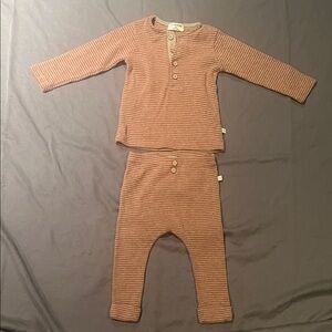 Cozy Striped Kids Pajama Set - Brown